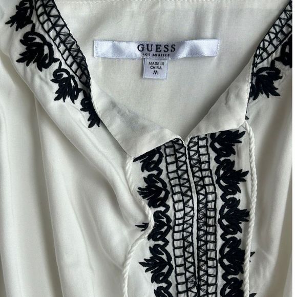 Guess Women's White Embroidered Boho Tassel Romper Size Medium - Picture 5 of 11
